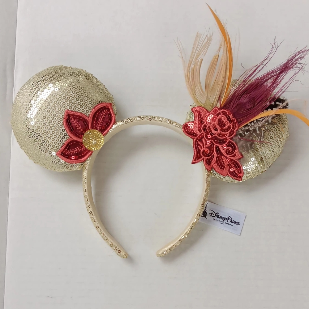 Disney Parks Minnie Mouse Sequin Feather Flapper Roaring 20’s Ear Headband